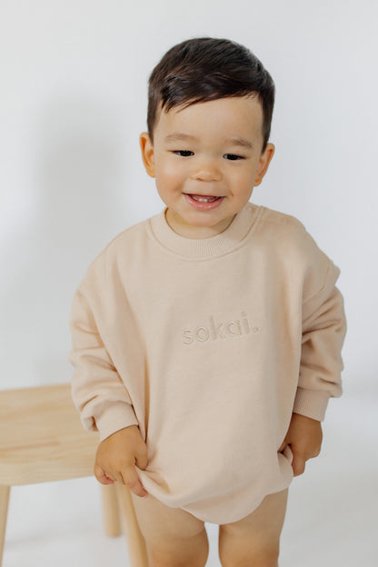 sweatshirt bubble romper.